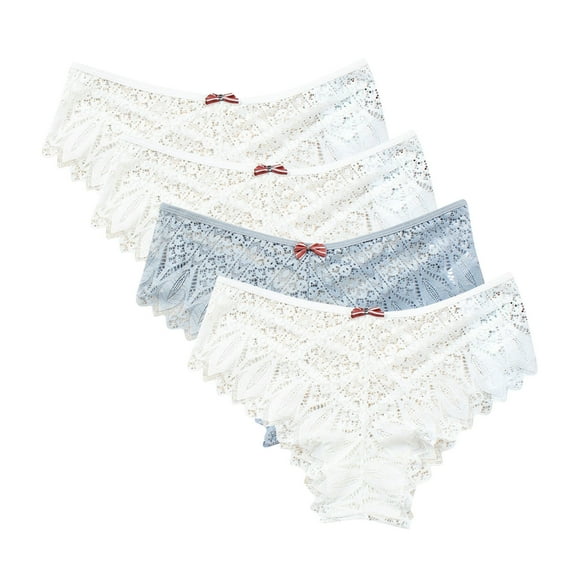 Kmdttou Panties for Women Pack Cotton Sexy Lace High Cut Panties Comfort Bikini Panty Stretch Underpants Breathable Ladies Briefs (Regular & Plus Size) White-3XL