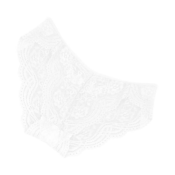 Kmdttou Panties for Women Pack Cotton Sexy Lace High Cut Panties Comfort Bikini Panty Stretch Underpants Breathable Ladies Briefs (Regular & Plus Size) White-Free Size