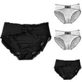 thumbnail image 1 of Kmdttou Panties for Women Sexy Lace High Cut Panties Comfort Bikini Panty Stretch Underpants Breathable Ladies Briefs (Available in Plus Size) Black-L, 1 of 5