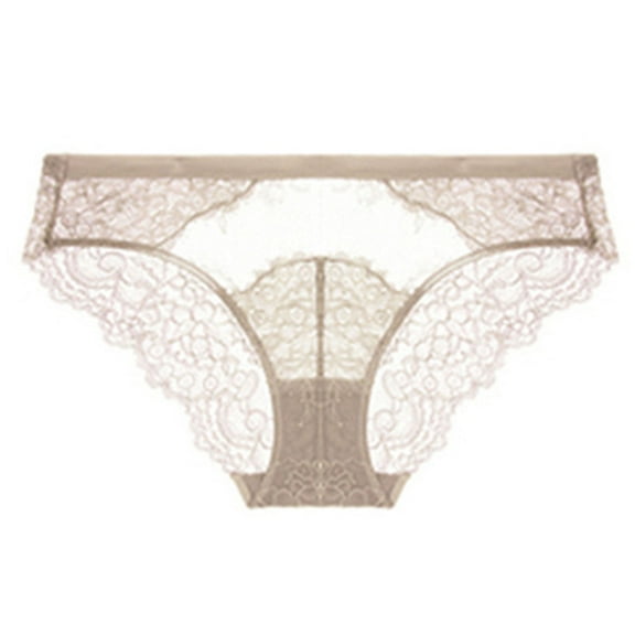 Kmdttou Panties for Women Sexy Lace High Cut Panties Comfort Bikini Panty Stretch Underpants Breathable Ladies Briefs (Regular & Plus Size) Rose Gold-L