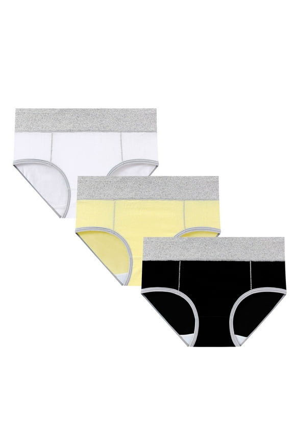 Panties for Women Pack Cotton 3PC Large Solid Color Menstrual High Waist Pants With Hip Lifting Underwear 3PK (Available in Plus Size)