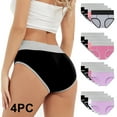 thumbnail image 1 of Kmdttou Panties for Women Pack Cotton 4PC Comfortable High Waisted Panties Physiological Underpants (Available in Plus Size), 1 of 9