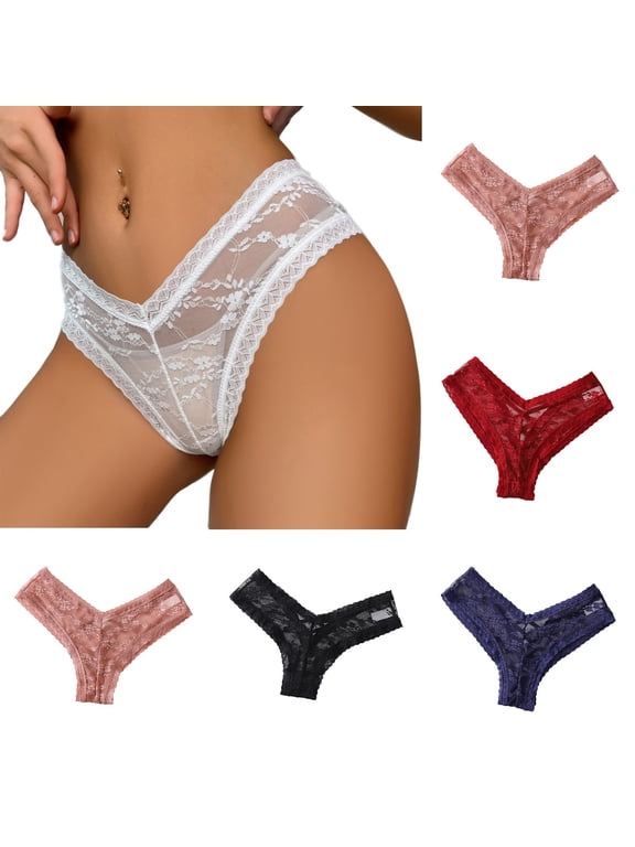 Panties for Women Pack Cotton Lingerie G-string Lace Briefs Underwear Panties T String Thongs Knick (Regular & Plus Size)