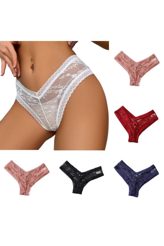 Panties for Women Pack Cotton Lingerie G-string Lace Briefs Underwear Panties T String Thongs Knick (Regular & Plus Size)