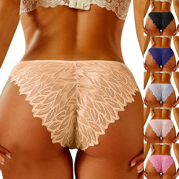 Kmdttou Panties for Women Sexy Lace High Cut Panties Comfort Bikini Panty Stretch Underpants Breathable Ladies Briefs (Regular & Plus Size) Beige-M