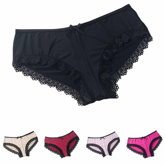 Kmdttou Panties for Women Sexy Lace High Cut Panties Comfort Bikini Panty Stretch Underpants Breathable Ladies Briefs (Regular & Plus Size) Black-S