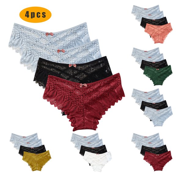 Kmdttou Panties for Women Sexy Lace High Cut Panties Comfort Bikini Panty Stretch Underpants Breathable Ladies Briefs (Regular & Plus Size) Wine-S