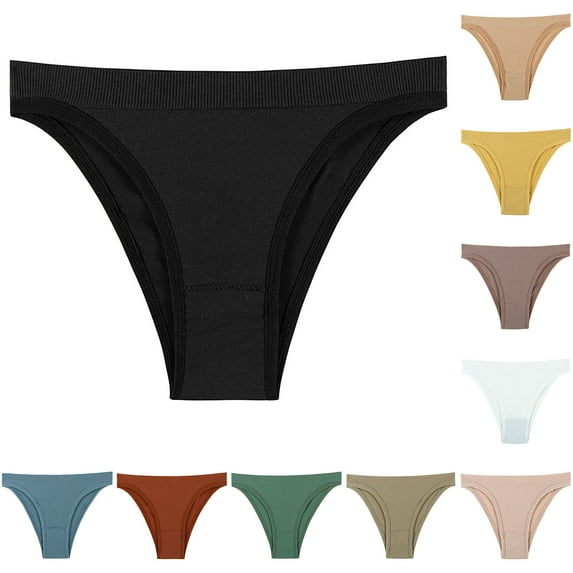 Kmdttou Panties for Women's Traceless Briefs Low-Waisted Sports Elastic Comfortable Breathable Briefs (Available in Plus Size)