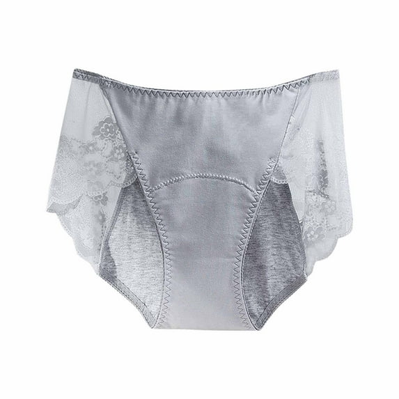 Kmdttou Period Underwear for Women Sexy Lace High Cut Panties Comfort Bikini Panty Stretch Underpants Breathable Ladies Briefs (Regular & Plus Size) Gray-L