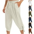 thumbnail image 1 of Kmdttou Plus Size Mens Flare Capris Yoga Pants with Pockets New Casual Cotton And Linen Ankle Strap Mid Length Pants Medieval Pirate Pants, 1 of 6