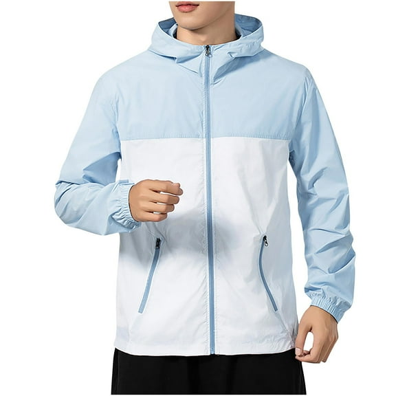 Kmdttou Rain Jacket for Men, Warm Winter Snow Coat Mountain Windbreaker Hooded Raincoat Jacket Solid Color Outdoor Climb Sport Run Pocket Zipper Long Sleeved Hooded White L
