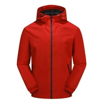 Kmdttou Rain Jacket for Men, Lightweight Mountain Sport Jacket for Men Hooded Windbreaker Raincoat Red M
