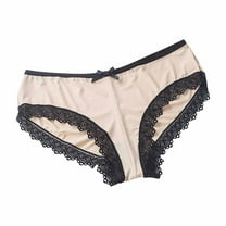 Kmdttou Seamless Underwear for Women Sexy Lace High Cut Panties Comfort Bikini Panty Stretch Underpants Breathable Ladies Briefs (Available in Plus Size) Beige-M