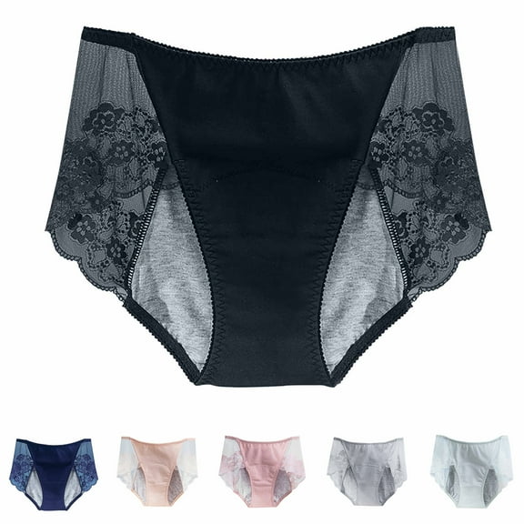 Kmdttou Seamless Underwear for Women Sexy Lace High Cut Panties Comfort Bikini Panty Stretch Underpants Breathable Ladies Briefs (Available in Plus Size) Black-L