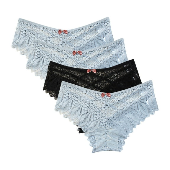 Kmdttou Seamless Underwear for Women Sexy Lace High Cut Panties Comfort Bikini Panty Stretch Underpants Breathable Ladies Briefs (Available in Plus Size) Blue-4XL