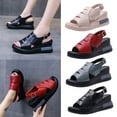 thumbnail image 1 of Kmdttou Shoes for Women Sandals Flat Sandals For Dressy Summer Open Toe Retro Wedge Platform Shoes With Comfortable Plantar Fasciitis Arch Support(Size:35-42), 1 of 6