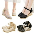 thumbnail image 1 of Kmdttou Shoes for Women Sandals Wedge Heels Heightening Shoes Mesh Point Buckle Casual Shoes With Comfortable Plantar Fasciitis Arch Support(Size:35-42), 1 of 7