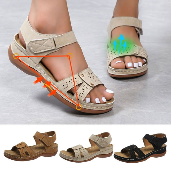 Kmdttou Shoes Women Shoes Solid Color Rhinestone Low-heeled Sandals Fashion Flip Flop Orthopedic Sandals With Comfortable Plantar Fasciitis Arch Support(Size:35-43)