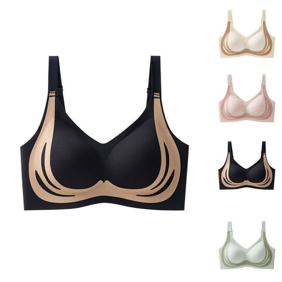 Kmdttou Sports Bras for Women Comfort Full Coverage Double Support Unpadded Wirefree Mini-mizer Bra