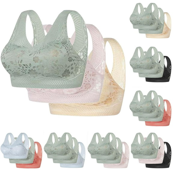 Kmdttou Sports Bras for Women High support Fashion Solid Color Lightweight And Seamless Underwear Gathered Sexy Lace Bra