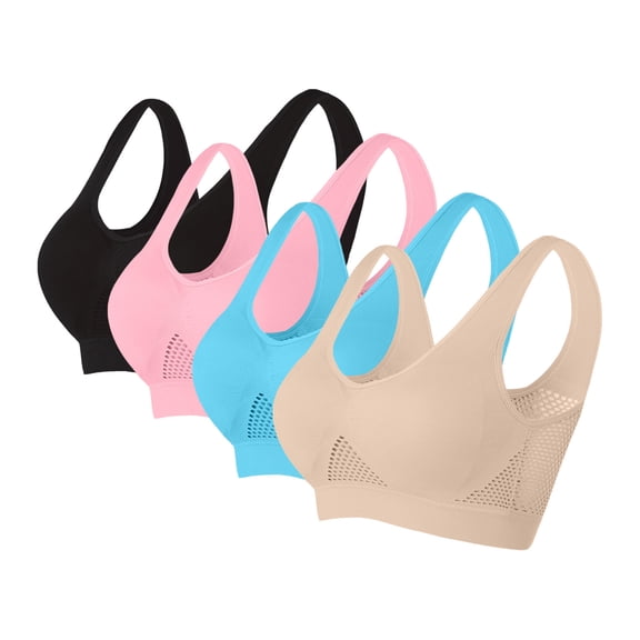 Kmdttou Sports Bras for Women High support Seamless Sports Bra Wirefree Yoga Bra With Removable Pads