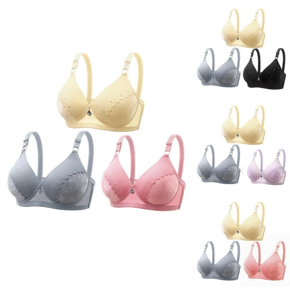 Kmdttou Sports Bras for Women High support Woman's Embroidered Glossy Comfortable Breathable Bra Underwear No Rims
