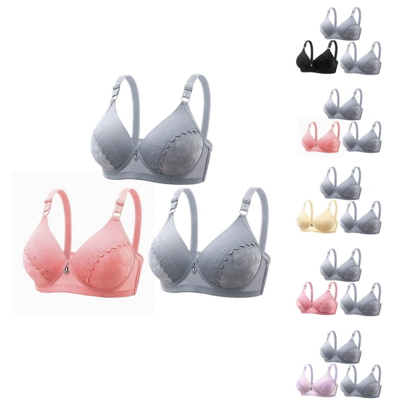 Kmdttou Sports Bras for Women Woman's Embroidered Glossy Comfortable Breathable Bra Underwear No Rims