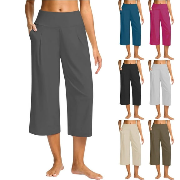 Kmdttou Stretch Workout Cargo Capri Pants for Women plus size Oversized Drying Tight Elastic Comfortable Fitness Pants Yoga Pants
