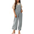 thumbnail image 1 of Kmdttou Summer 50% off Clearance! Women's Casual Loose Jacket Jumpsuit Set Of Sleeveless Solid Color Wide Leg Long Pants With Pockets Jumpsuit on Clearance!, 1 of 5