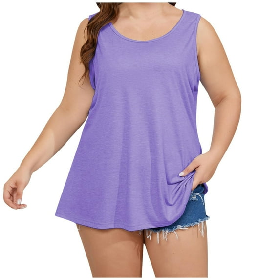 Kmdttou Summer 50% off Clearance! Women's Fashion Plus Size 2025 Summer Solid Color Round Sports Large Size Tops For Outer Wear Bottoming Slim Short Tops