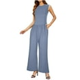 thumbnail image 1 of Kmdttou Summer 50% off Clearance! Women'S Solid Color Sleeveless Wide Leg Jumpsuit Dressy Ribbed Jumpsuit With Summer Tank Romper on Clearance!, 1 of 2