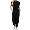 thumbnail image 1 of Kmdttou Summer 50% off Clearance! Women's Sleeveless Loose Overalls Rompers Linen Wide Leg Jumpsuits on Clearance!, 1 of 5