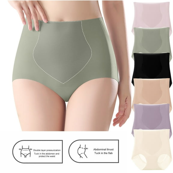Kmdttou Summer 65% off Clearance!Women's Ladies Comfortable Ice Shreds Cool Large Size Abdominal Contraction Panties Hight Waiste Underpants (Available in Plus Size)