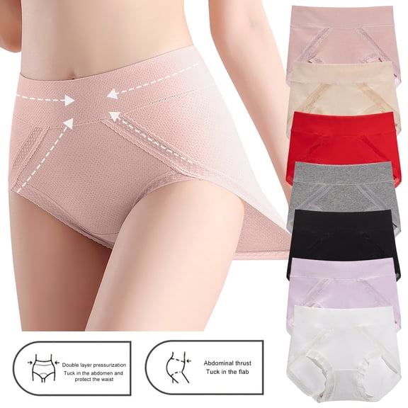 Kmdttou Summer 65% off Clearance!Women's Ladies Comfortable Solid Color Large Size Abdominal Panties Hight Waiste Underpants (Available in Plus Size)