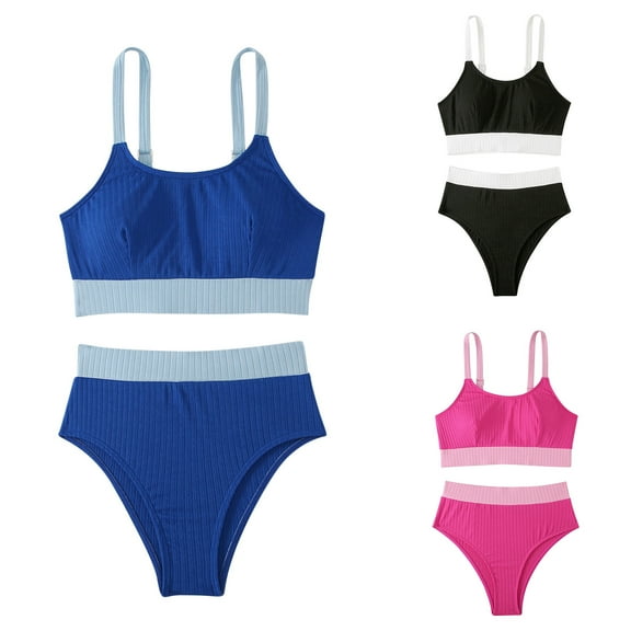 Kmdttou Summer Women's Swimwear Clearance! Up to 40% off! Swimsuit for Women 2025 Sexy Solid Color Swimwear Two-piece Slim Swimsuit Bikini Straped Swimsuits on Clearance!