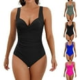 thumbnail image 1 of Kmdttou Summer Women's Swimwear Clearance! Up to 40% off! Womens Bathing Suits Sexy Solid Color Swimwear Slim Swimsuit Bikini Straped Swimsuits on Clearance!, 1 of 7