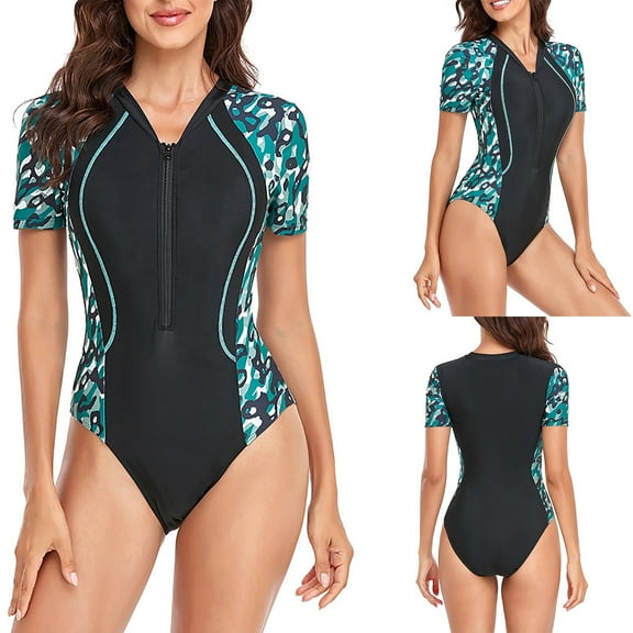 Kmdttou Summer Women's Swimwear Clearance! Clearance Under 10$!Swimsuits for Women New Fashion Zipper Swimsuit Sexy Casual Bikini Piece Swimsuit on Clearance!