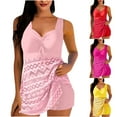 thumbnail image 1 of Kmdttou Summer Women's Swimwear Clearance! Swimsuit for Women 2025 Conservative Solid Color Hollowed Out Camisole Split Swimsuit Set on Clearance!, 1 of 5