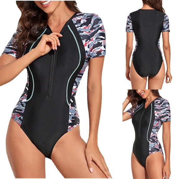 Kmdttou Summer Women's Swimwear Clearance! Up to 65% off! Swimsuits for Women New Fashion Zipper Swimsuit Sexy Casual Bikini Piece Swimsuit on Clearance!