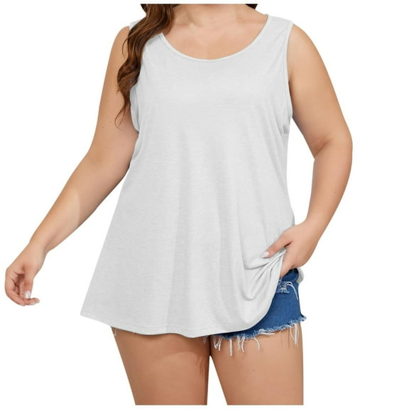 Kmdttou Summer 50% off Clearance! Women's Fashion Plus Size 2025 Summer Solid Color Round Sports Large Size Tops For Outer Wear Bottoming Slim Short Tops