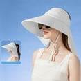 thumbnail image 1 of Kmdttou Sun Hat With Shawl Female Outdoor Riding With Hollow Top Sun Hat Gifts For Women,Foldable Travel Visor Hat, 1 of 7