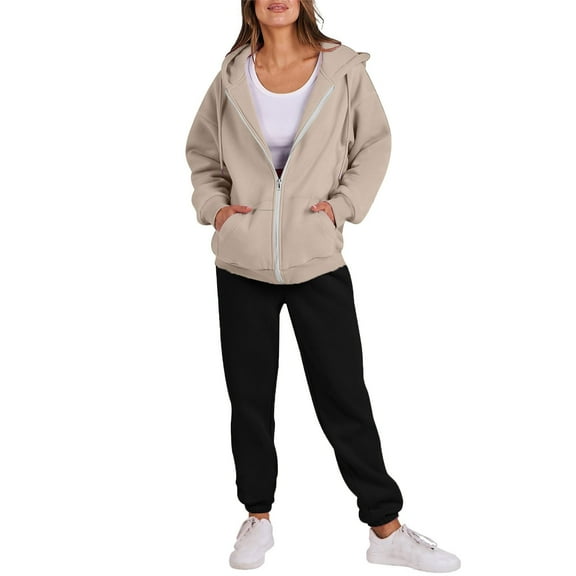 Kmdttou Sweatsuits Active Jogging for 2PCS Outfits Women's Sports Tracksuits Long Sleeve Pullover Hoodies Sweatshirt And Sweatpants Fall Winter Suit on Clearance!