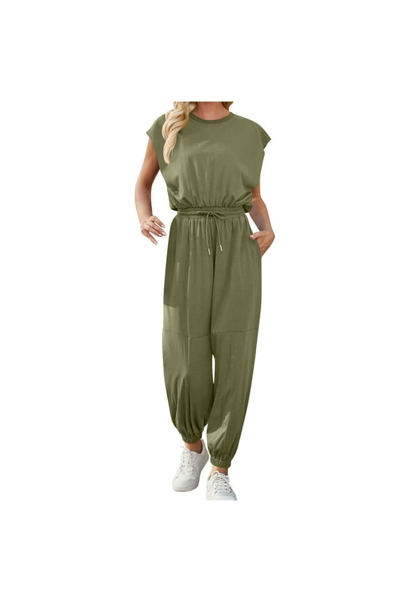 Sweatsuits Active Jogging for Women's Sleeveless Loose Overalls Rompers Linen Wide Leg Jumpsuits on Clearance!