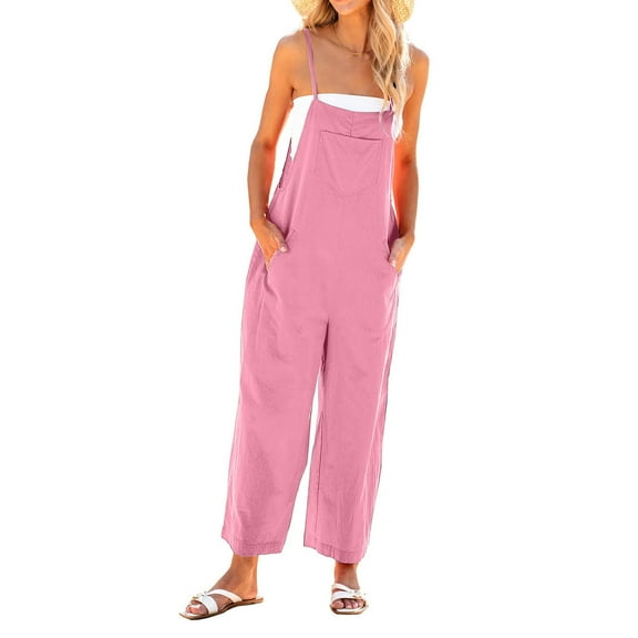 Kmdttou Sweatsuits Fashion Cozy for Womens Fashion Summer Solid Casual V Neck Sleeveless Belted High Waist Long Pants Rompers on Clearance!