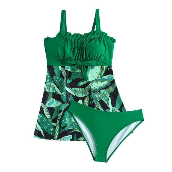 Kmdttou Swimsuit Coverup for Women Fashion Ruffle Conservative Piece Swimsuit Chest Hollow Colorblocking Backless Swimsuit on Clearance!