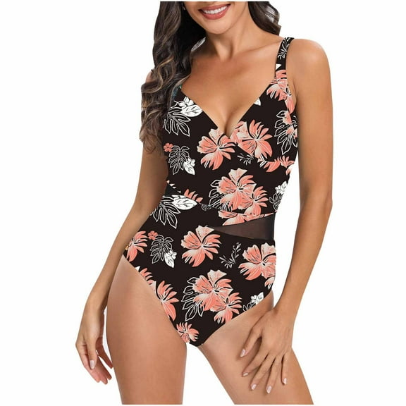 Kmdttou Swimwear for Women Fashion Versatile Swimsuit Large Classic Retro Printed Swimsuit on Clearance!