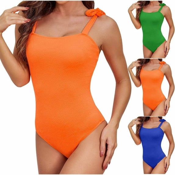 Kmdttou Swimwear for Women Sexy Solid Color Swimwear Slim Swimsuit Bikini Straped Swimsuits on Clearance!