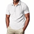 thumbnail image 1 of T Shirts for Men Collar Neck Solid Color Half Zipper Pullover Turn Down Collar Vertical Short Sleeve Shirt Undershirt on (Size:S-3XL), 1 of 8