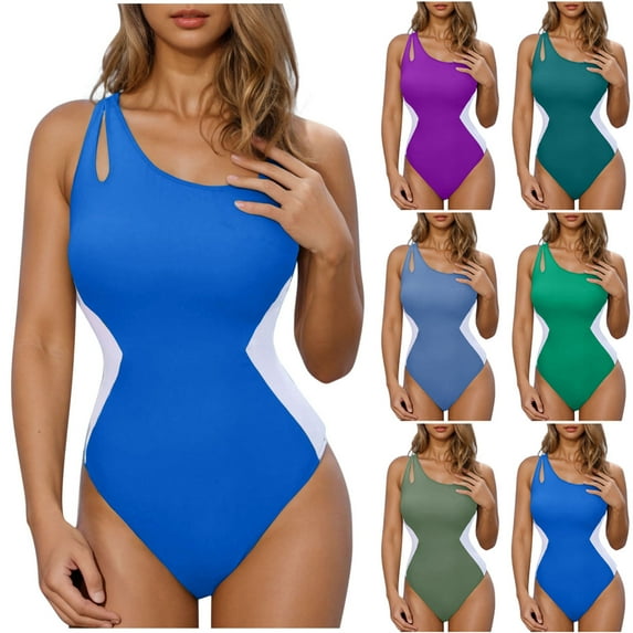 Kmdttou Tankinis Swimsuits for Womens Women Color Block Sexy Backless Strap Bikini Swimsuit on Clearance