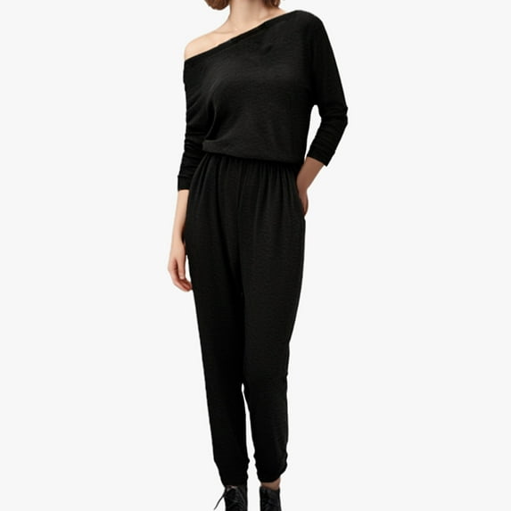 Kmdttou Track Suits for Women'S Fall/Winter Solid Color Short Sleeved One Neck Jumpsuit With Drawstring At The Waist For Effect Suit Set on Clearance!